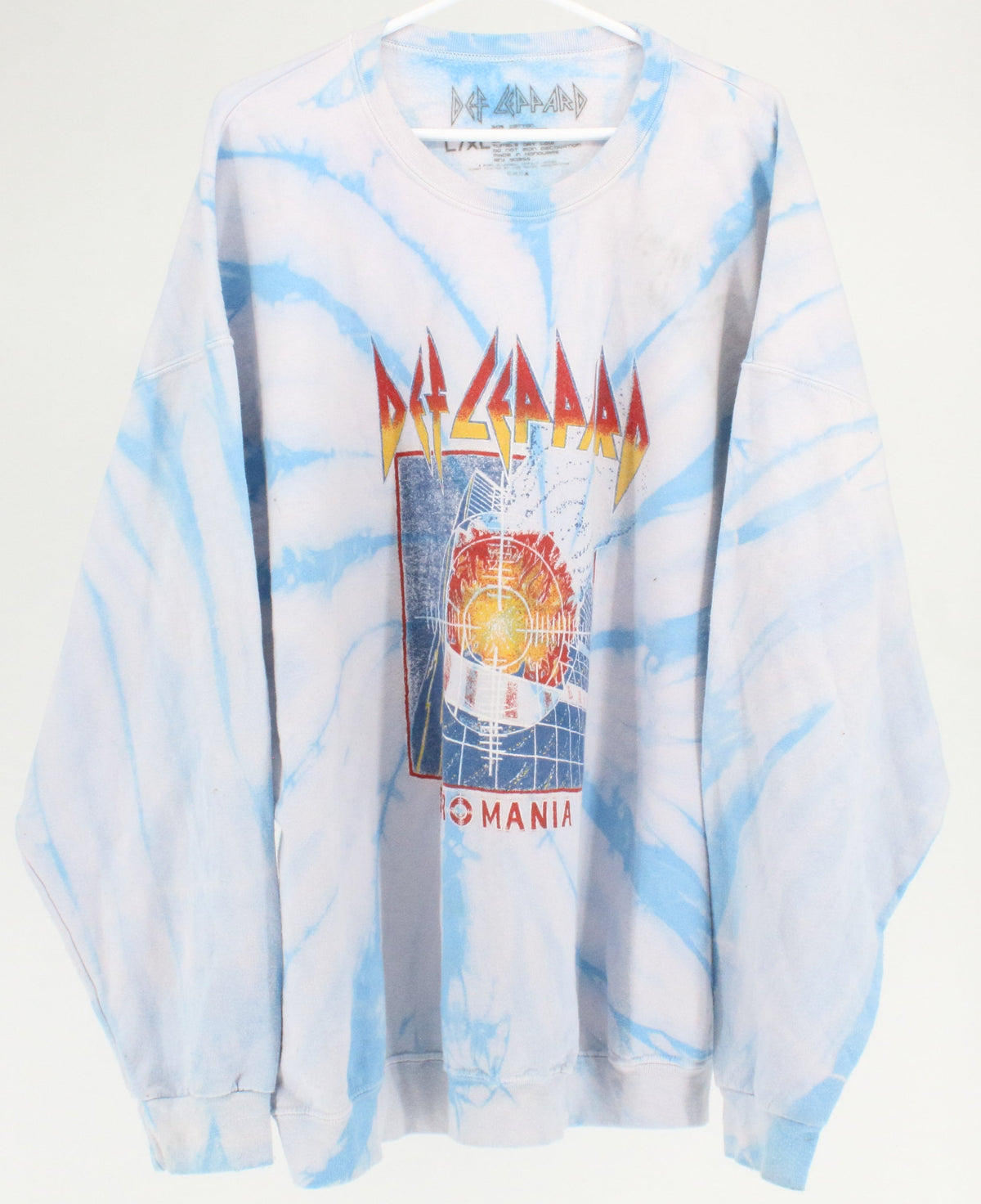 Def Leppard Blue & White Tie Dye Graphic Sweatshirt