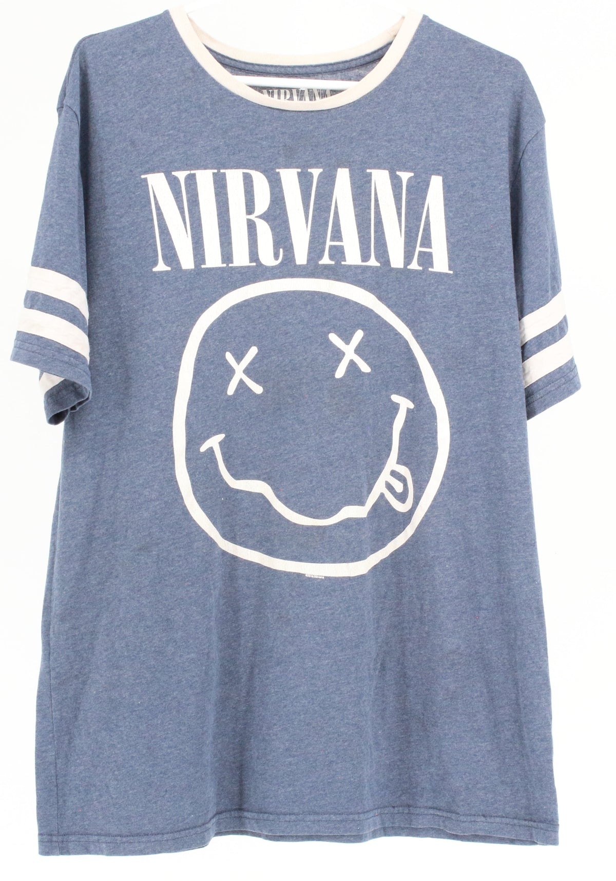 Nirvana Navy Smail Face Graphic Arm Lines T-shirt