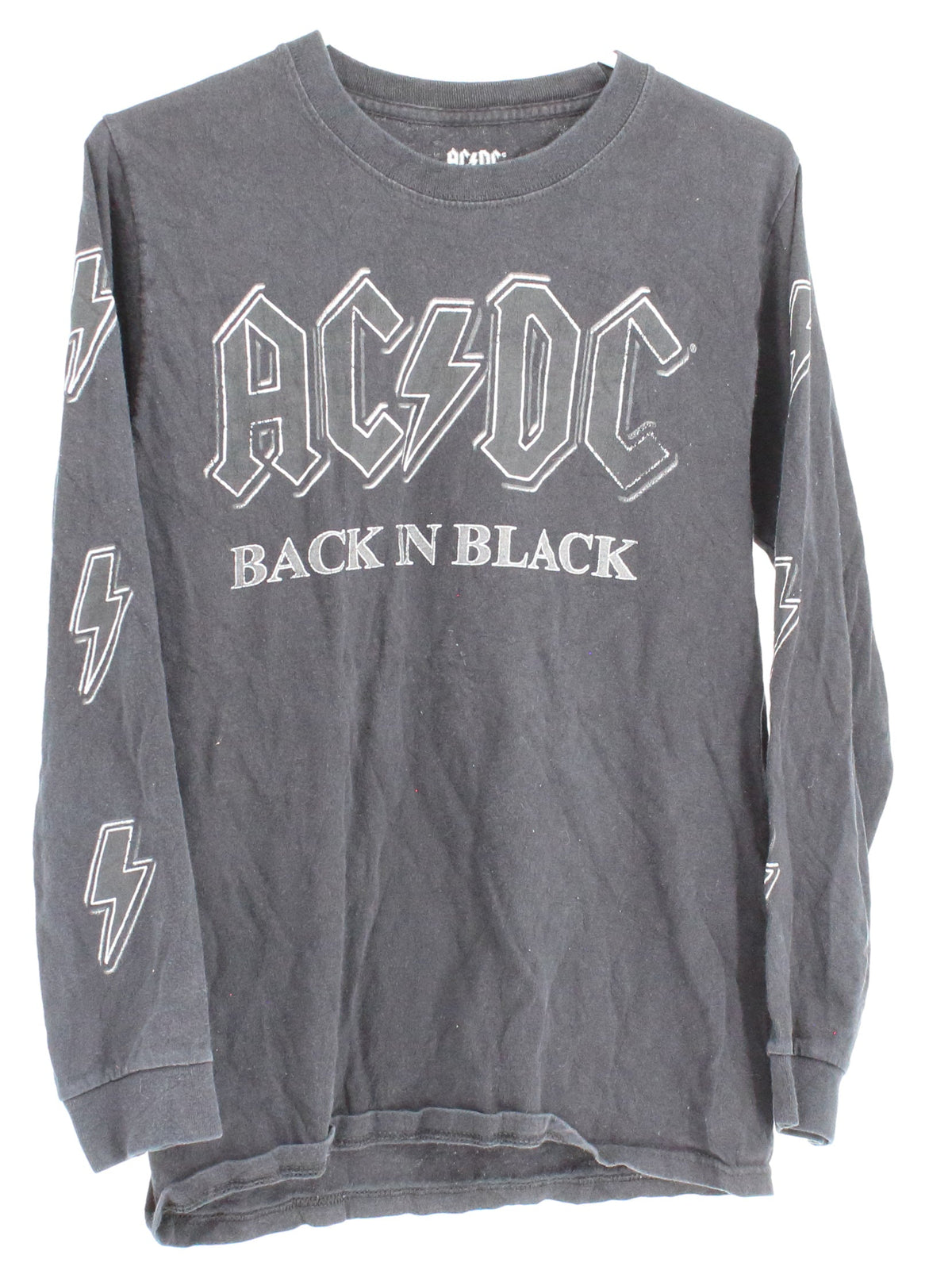 ACDC Black "Back In Black" Sleeve Lightning Graphic Long Sleeve T-shirt