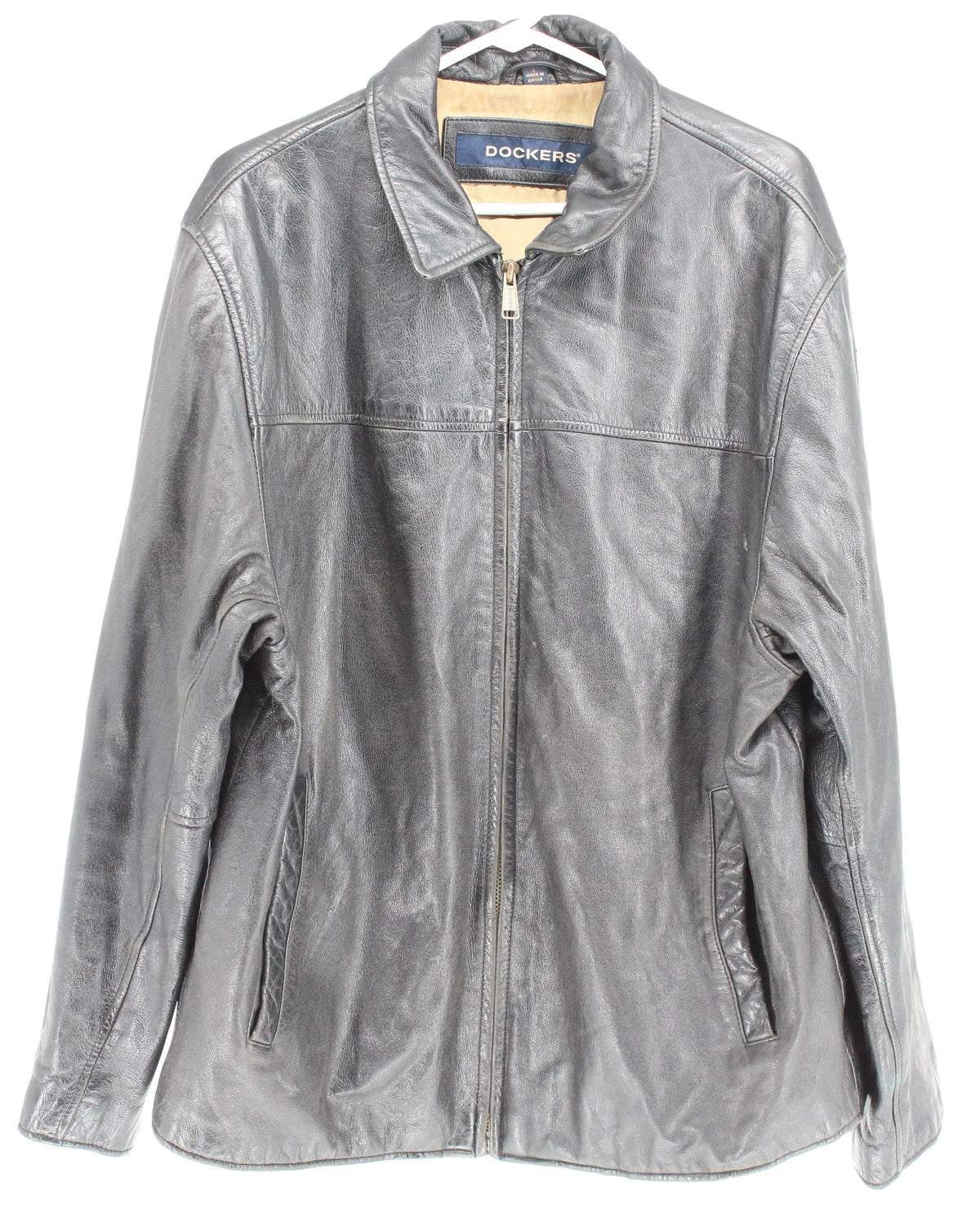 Dockers Black Plain Genuine Leather Jacket