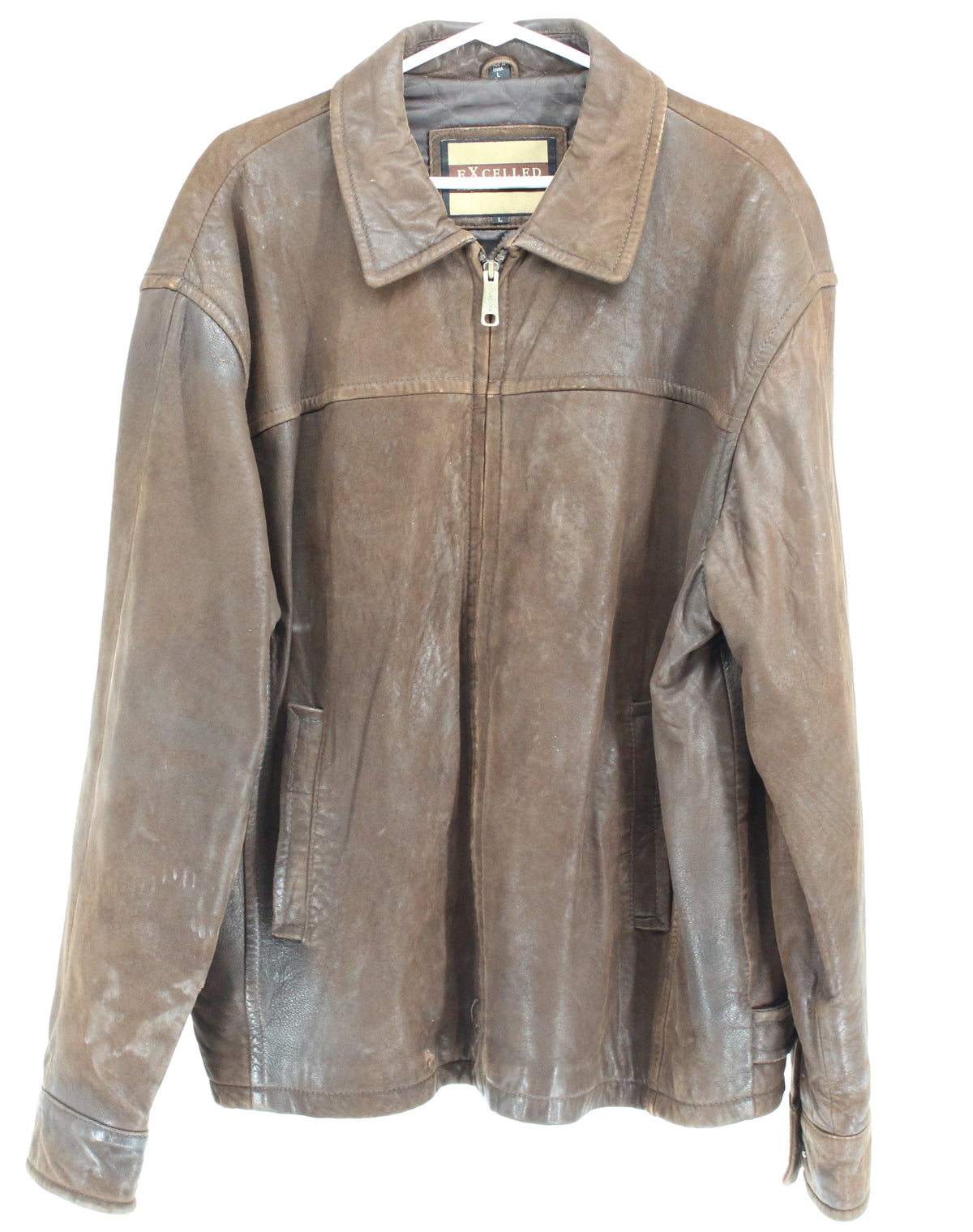 Excelled Brown Prain Leather Jacket