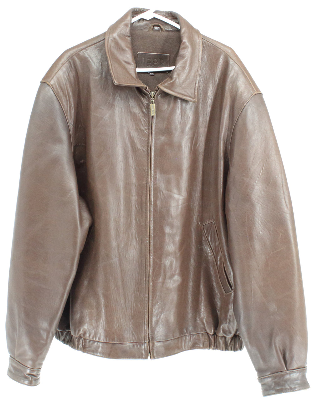 Izod Brown Plain Leather Jacket