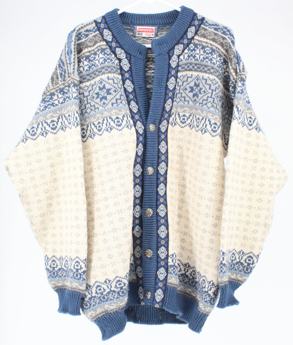 Norwear Blue & White Norway Wool Sweater
