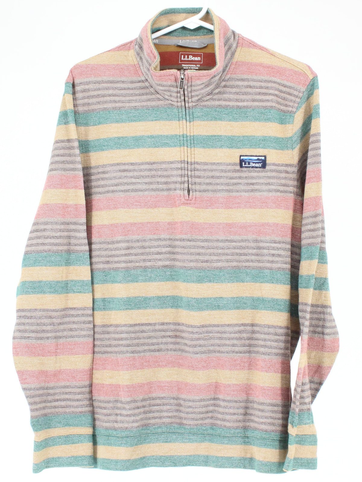 L.L.Bean Yellow Striped Half Zip Fleece