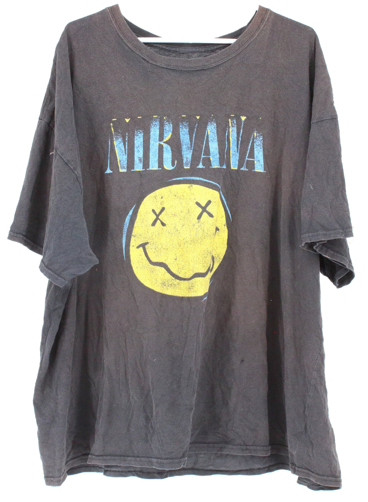 Black Nirvana Black Smile Face Graphic T-Shirt