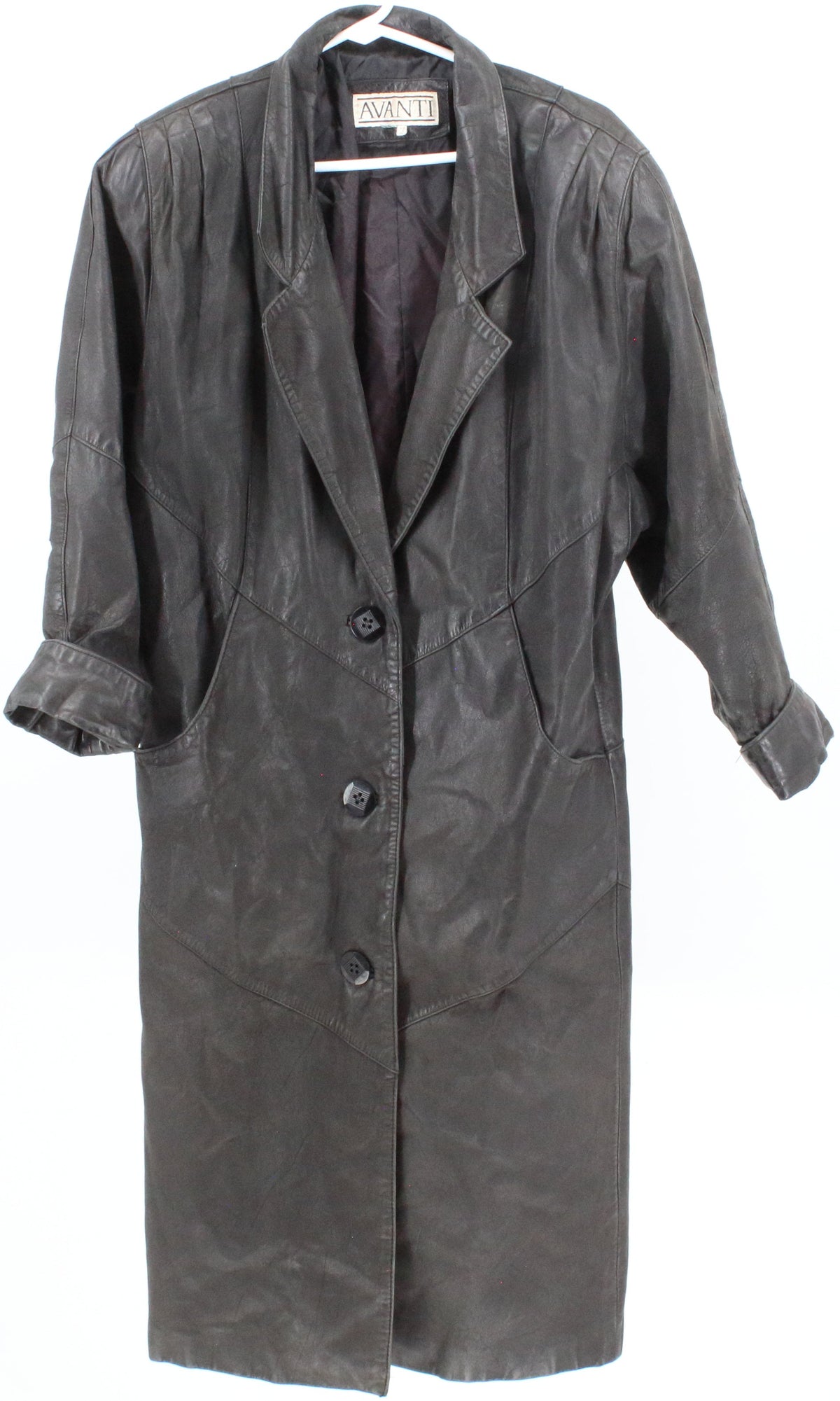 Avanti Black Leather Long Coat