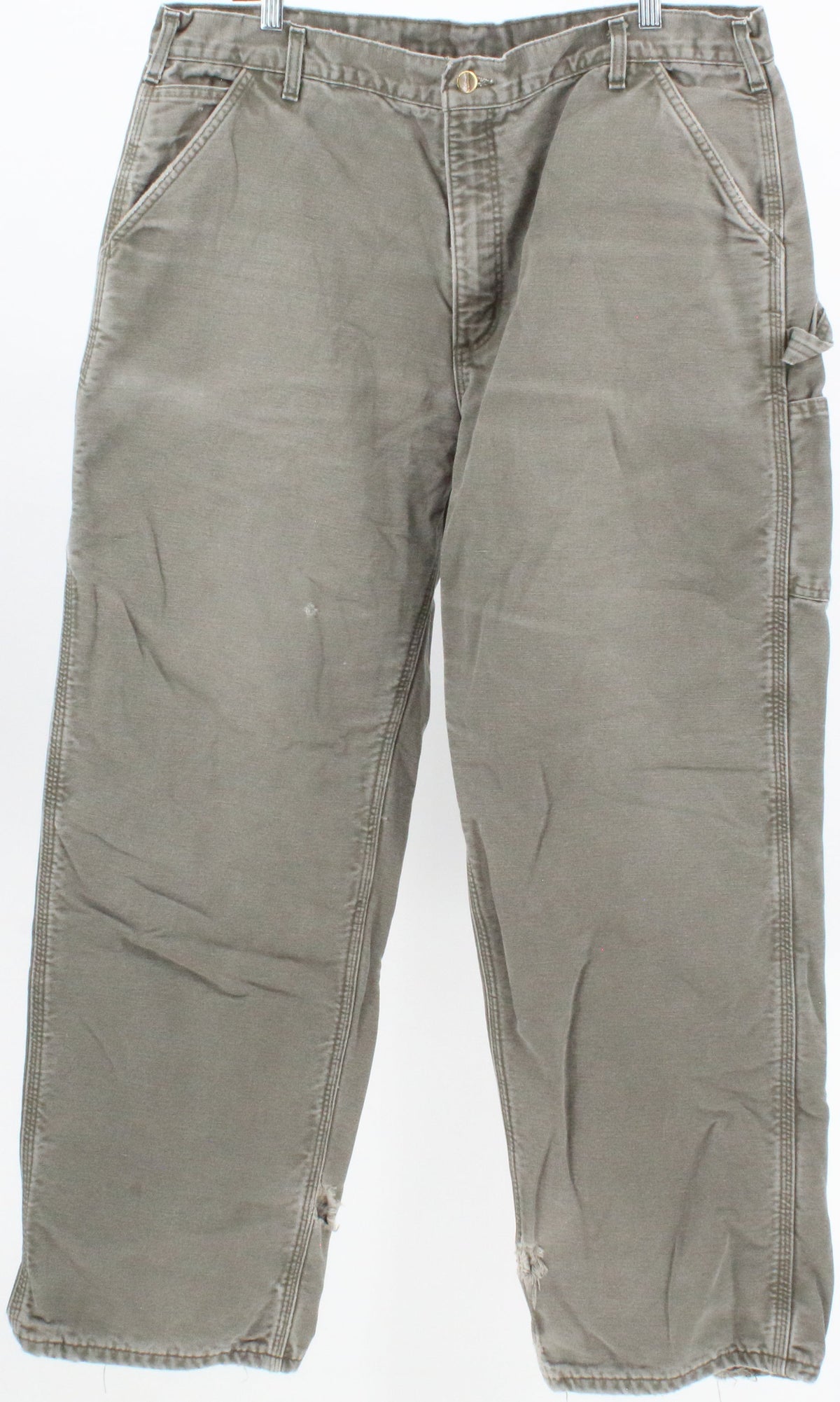 Carhartt Green Cargo Pants With Plaid Lining