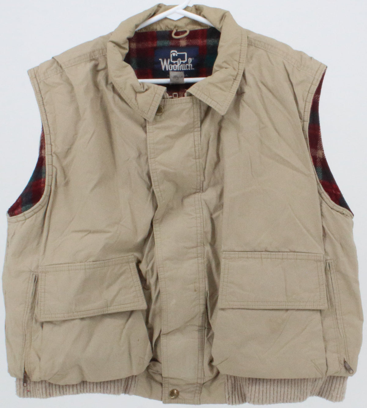 Woolrich Beige Vest With Red Plaid Lining