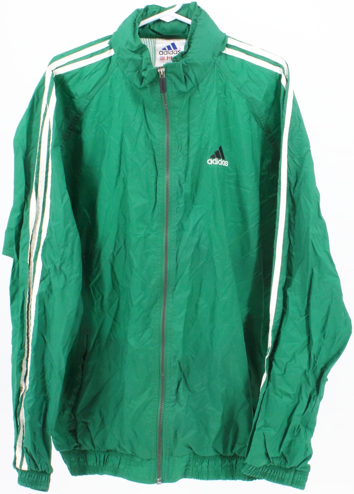 Adidas Green and White Nylon Jacket