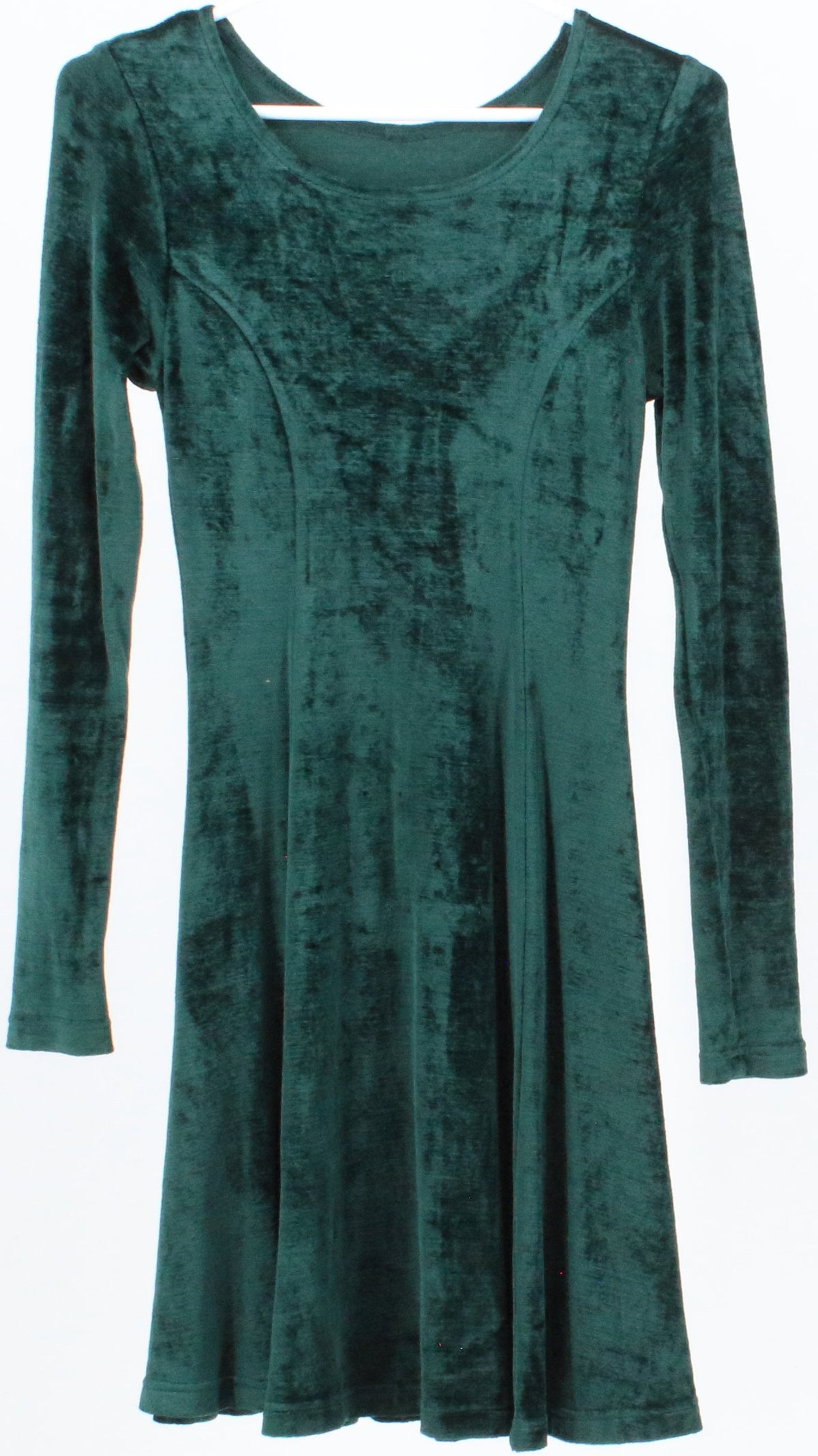 Dark Green Velvet Long Sleeve Dress