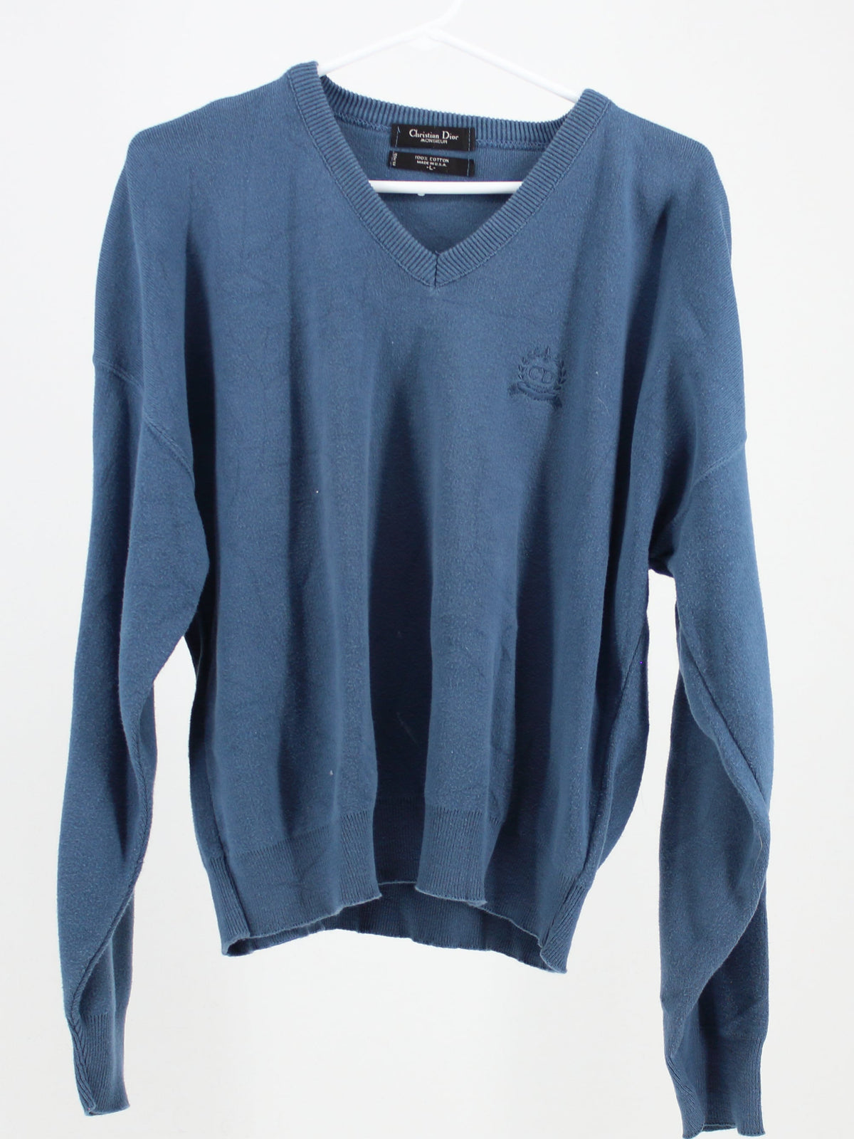 Christian Dior Blue V-Neck Sweater