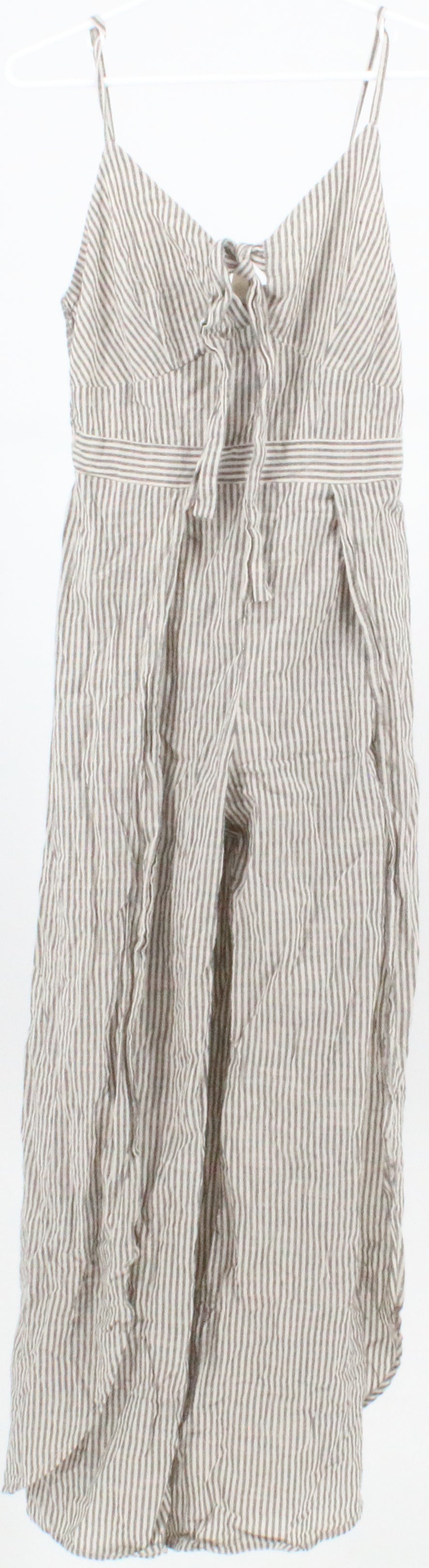 Japna Off White and Grey Striped Jumpsuit