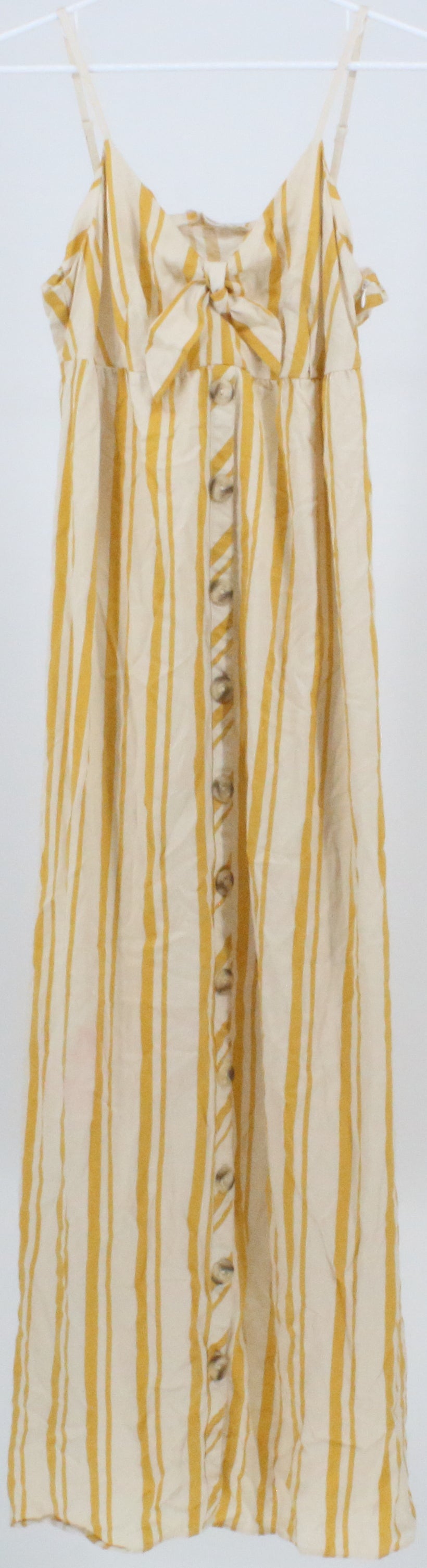 Promod Light Beige and Yellow Striped Long Dress