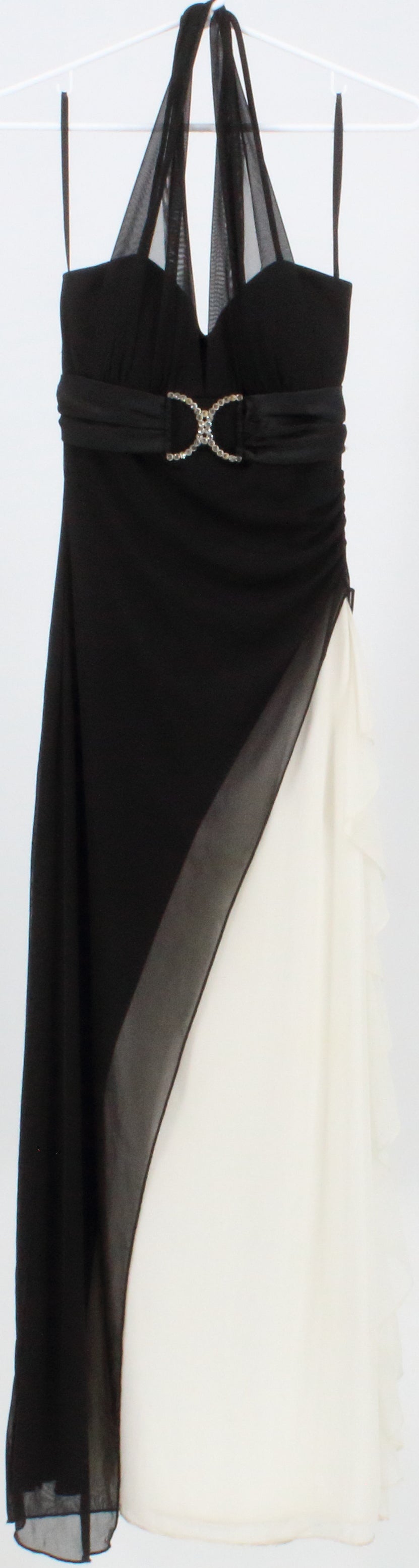 Taboo Black and Off White Long Party Dress