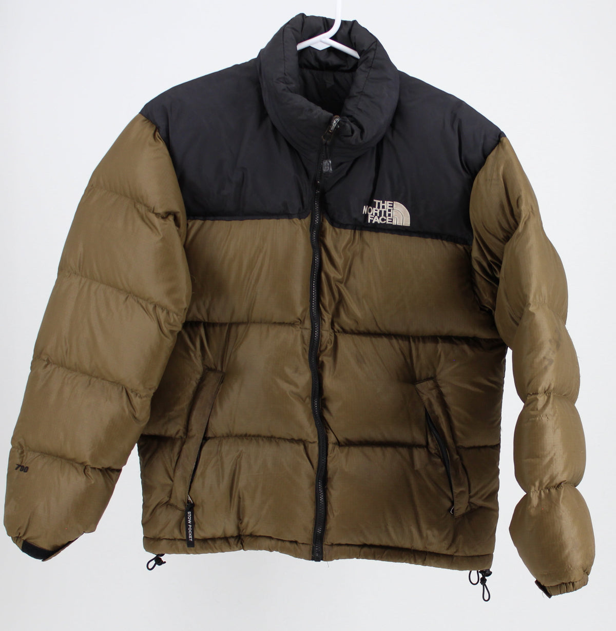 North Face Olive and Black Short Puffer Coat