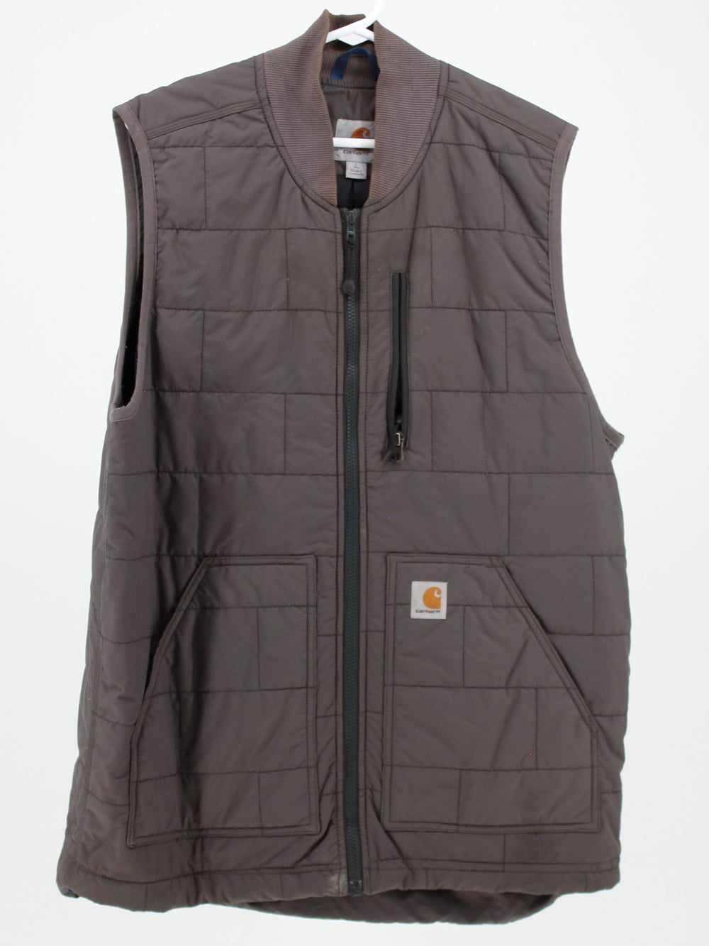 Carhartt Brown Quilted Vest with 3 front pockets