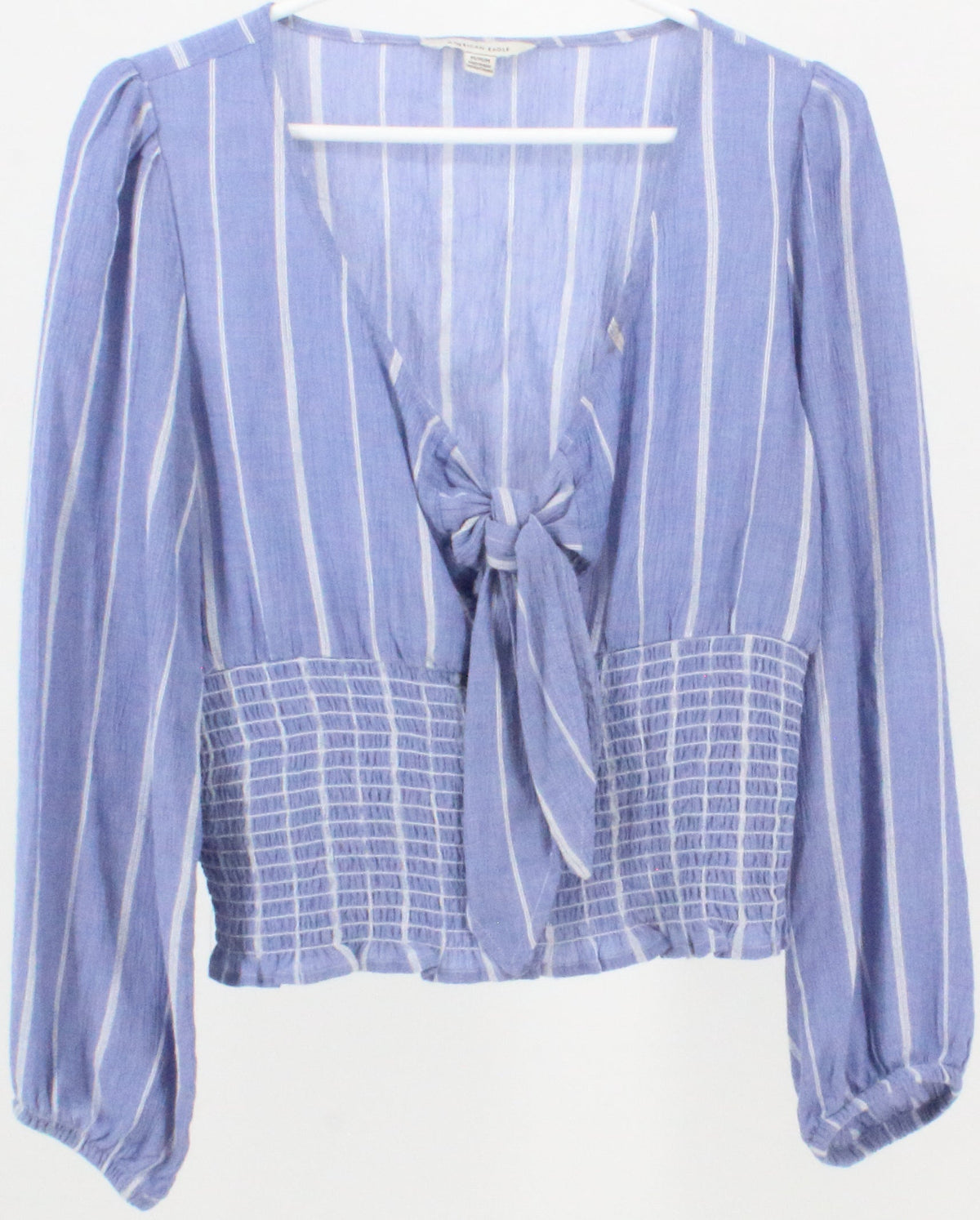 American Eagle Blue Stripped Knot Cropped Top