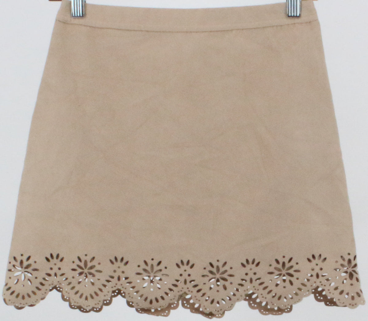 Hollister Beige Suede Skirt With Perforated Hem