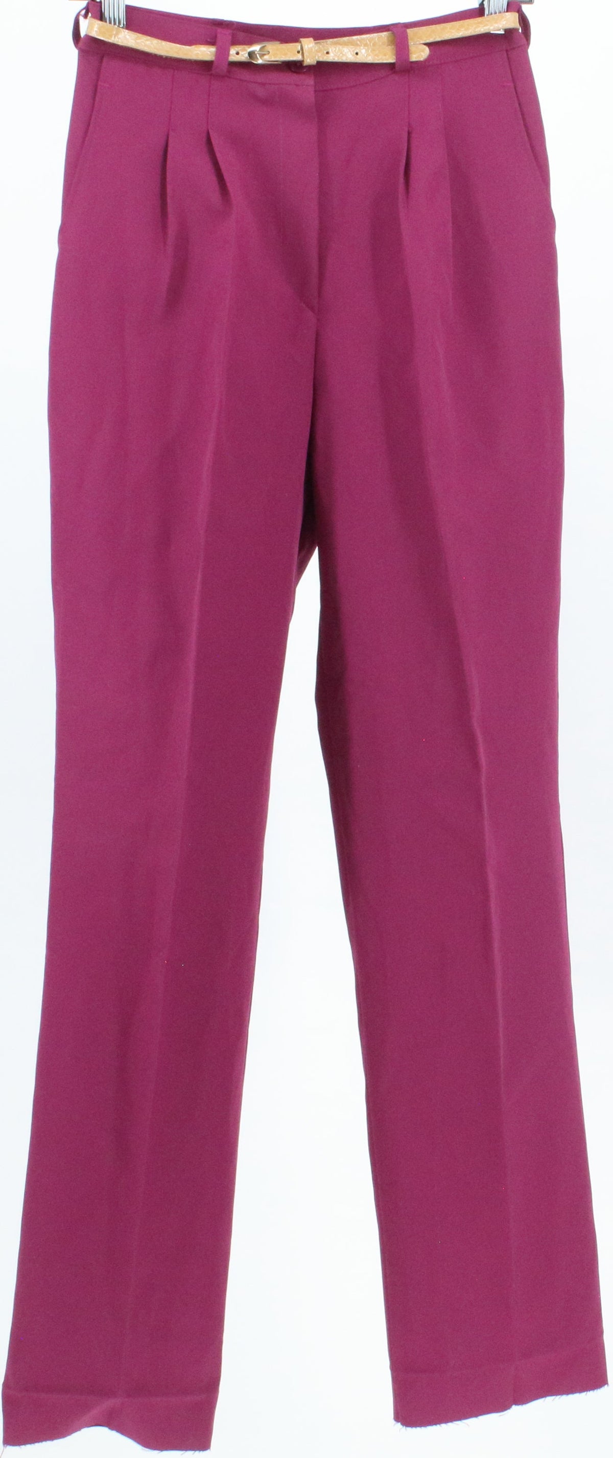 Pink Front Pleat Belted Pants