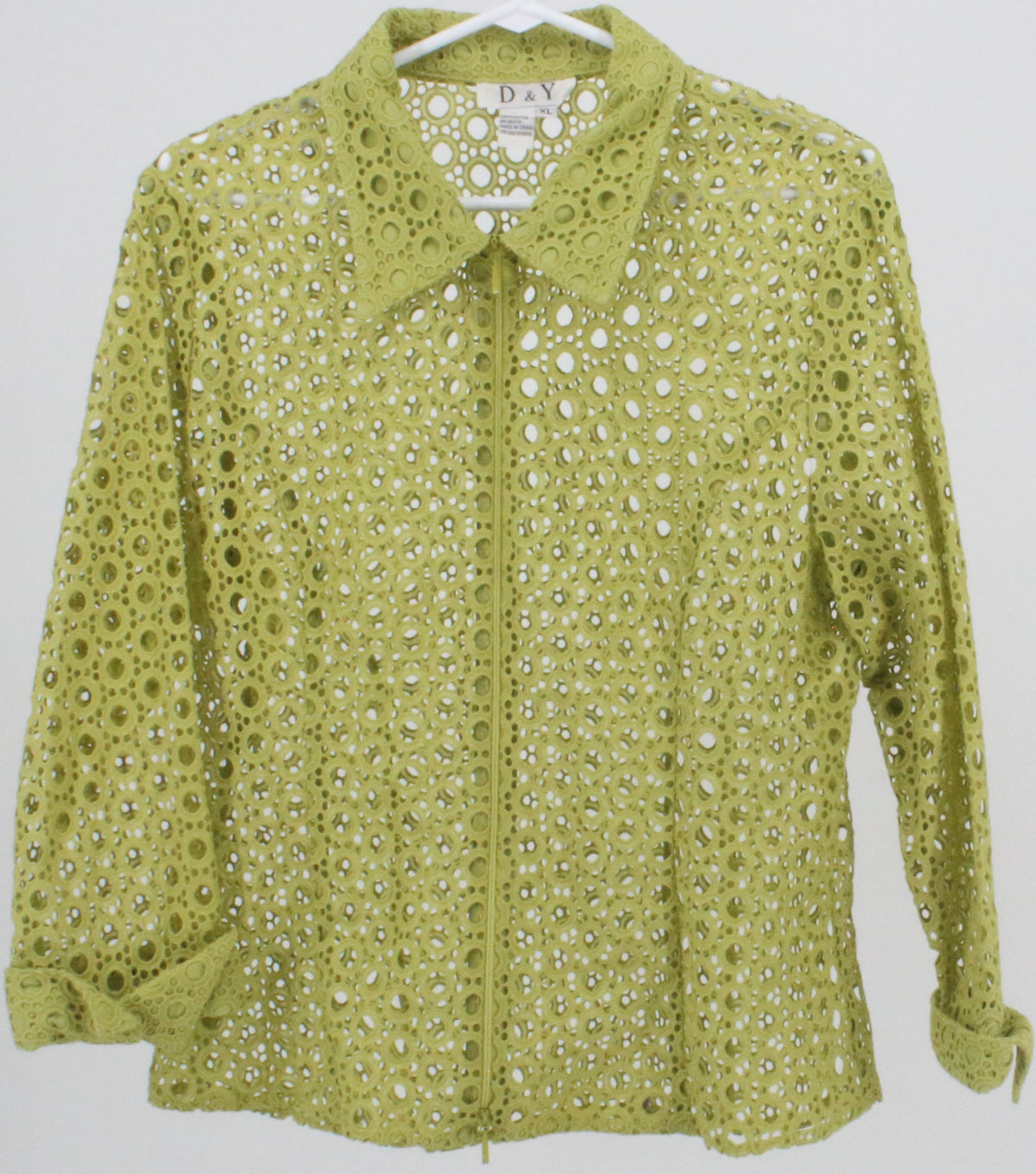 D&Y Green Perforated Full Zip Top