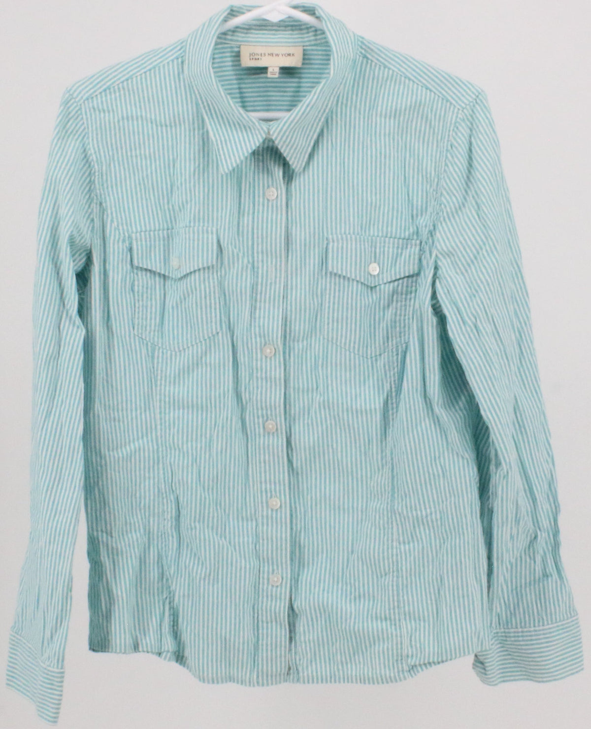 Jones New York Sport Green and white Striped Shirt
