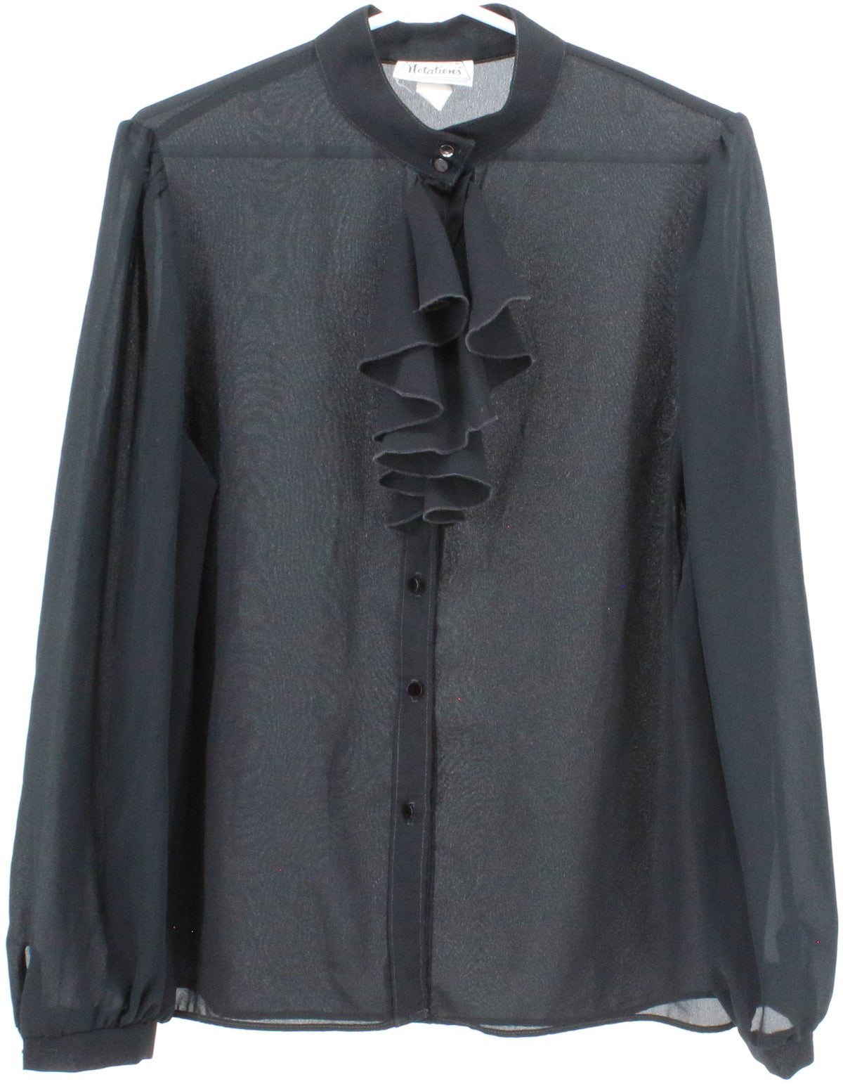 Notations Black Front Ruffle Blouse