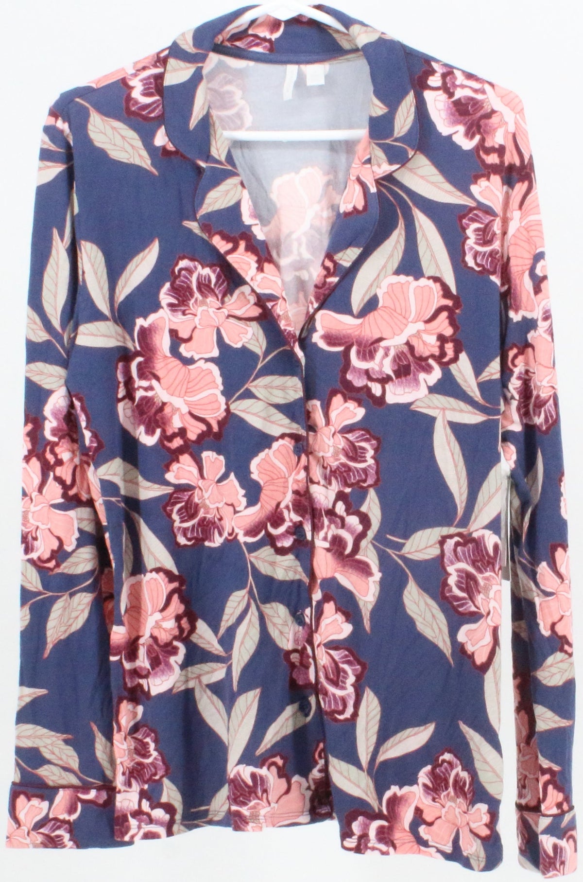 Nordstrom Blue and Pink Flower Print Sleep Blouse