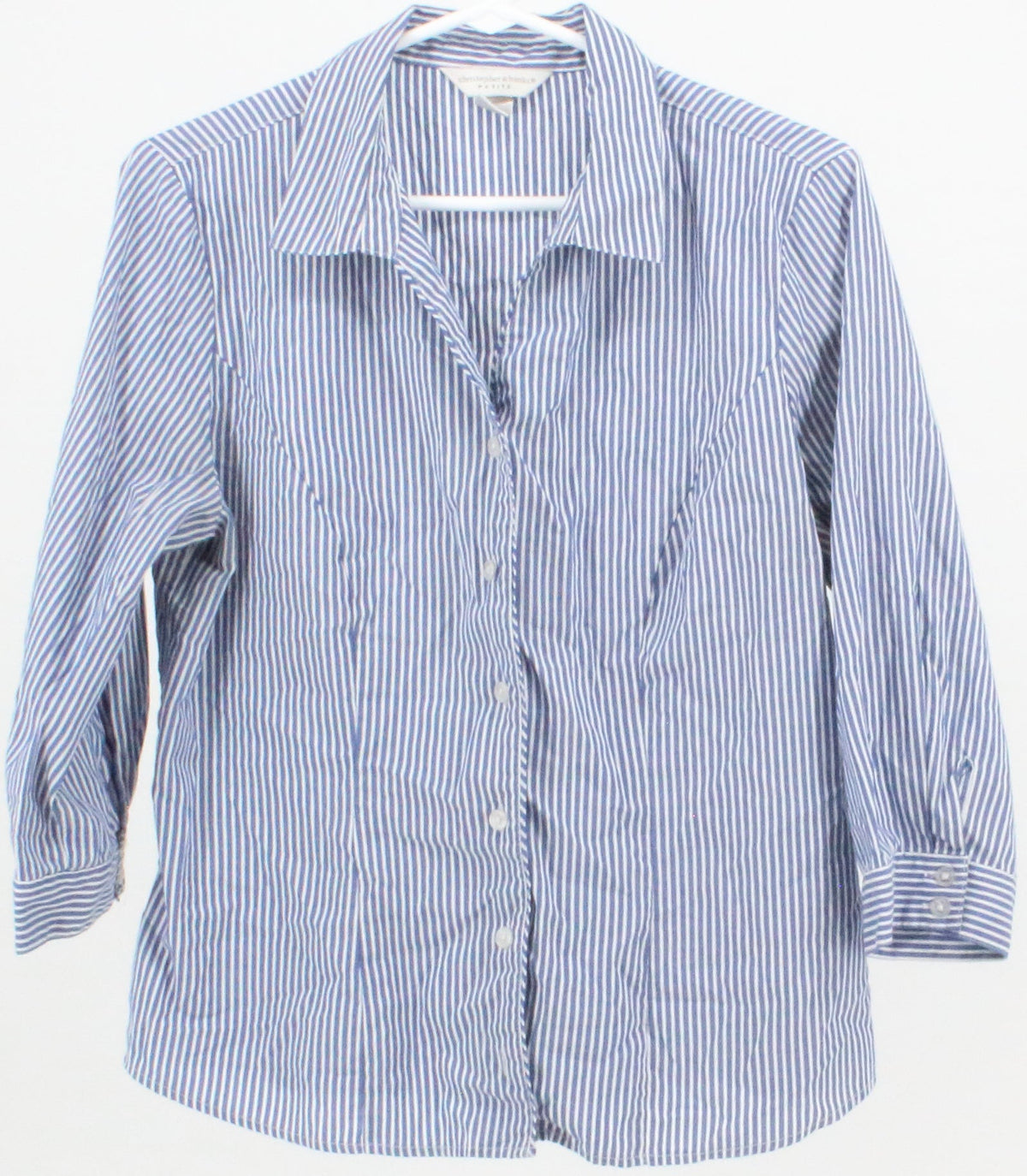 Christopher & Banks Petite Blue and White Striped Shirt