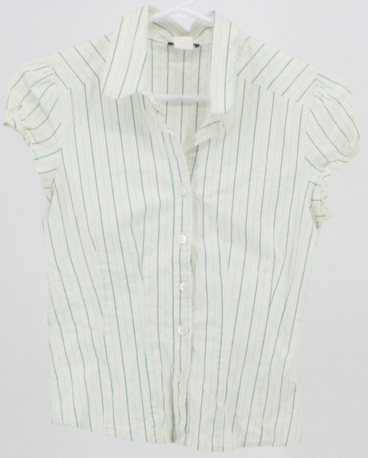 Wet Seal White and Green Striped Blouse