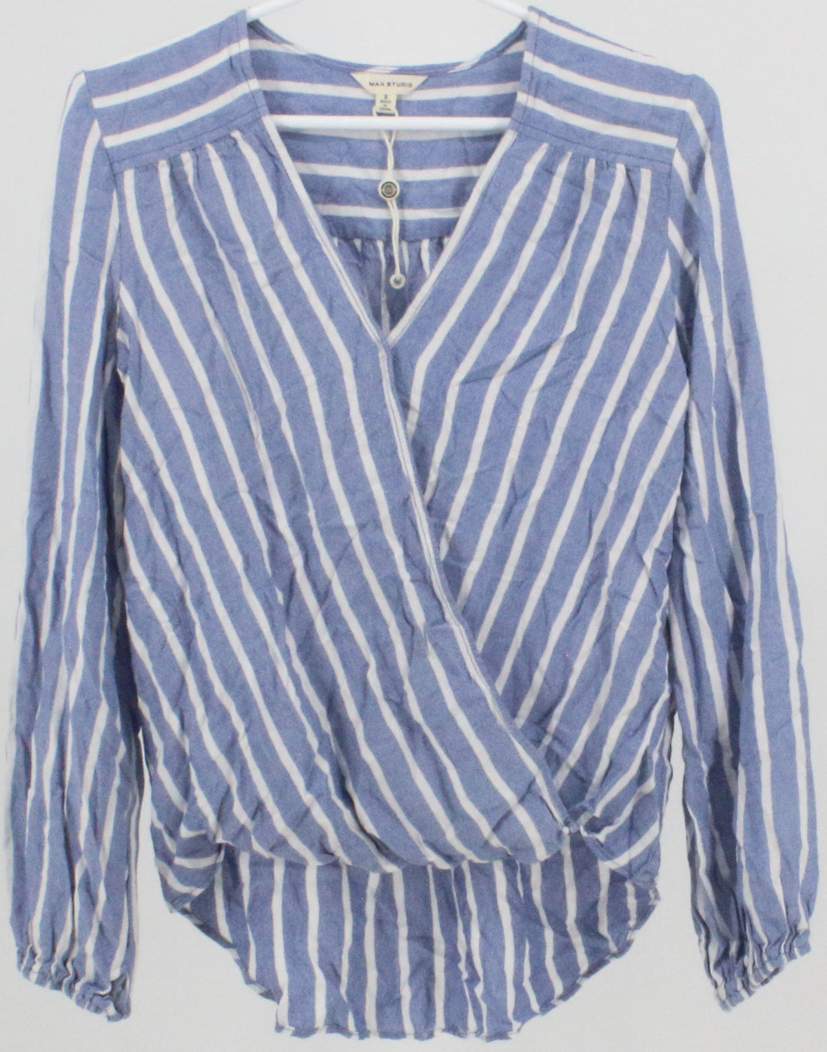 Max Studio Blue and White Striped Top