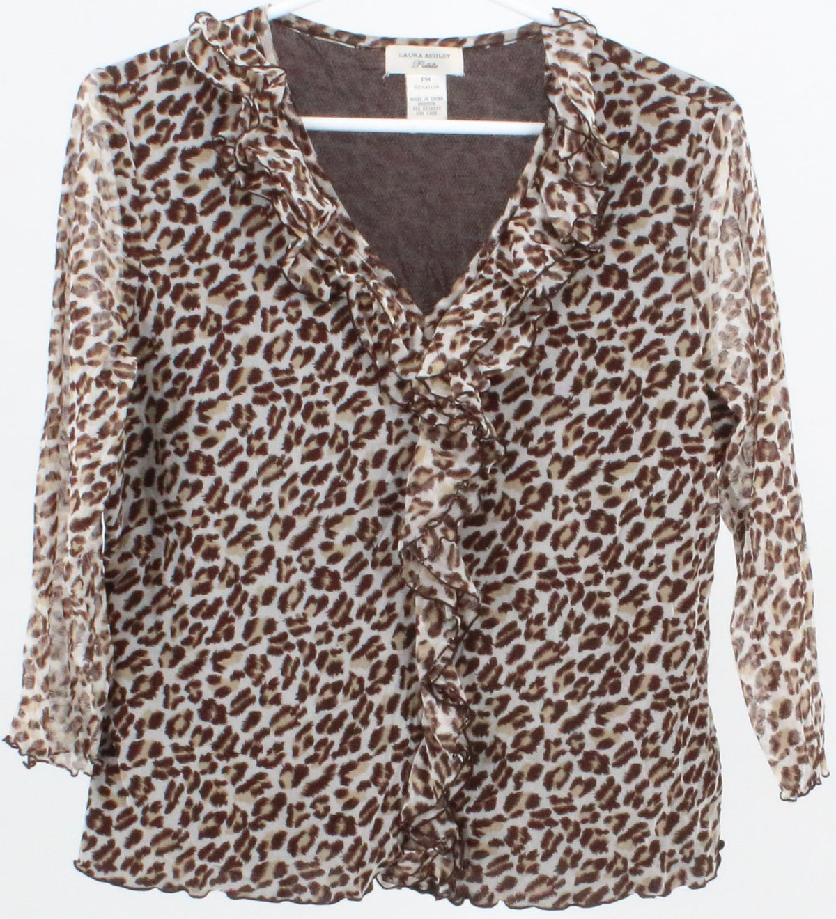 Laura Ashley Animal Print V Neck Ruffled Top