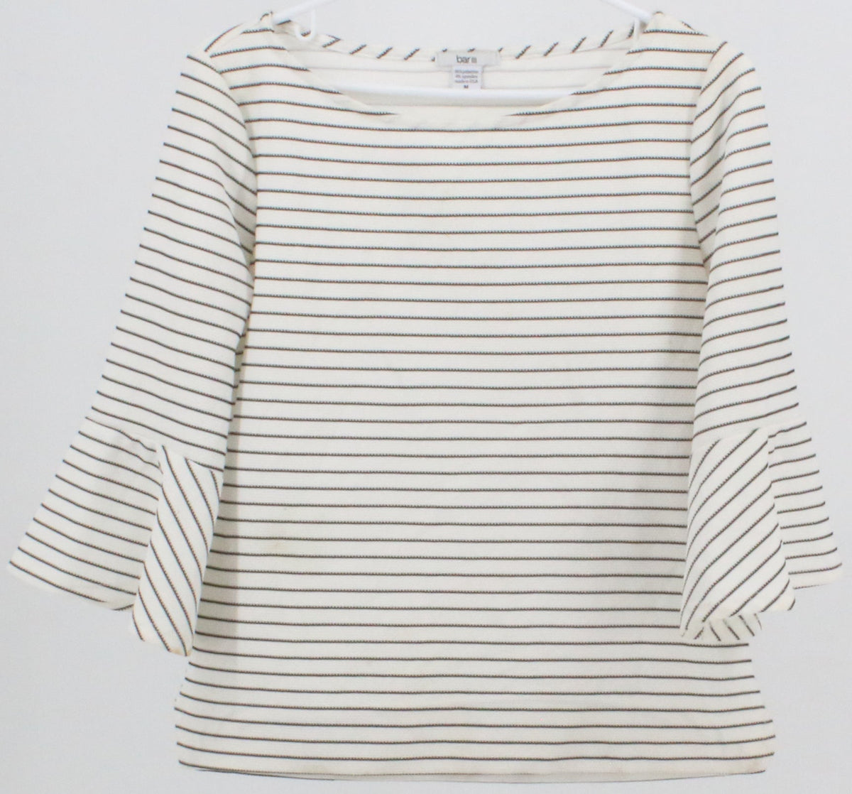 Bar III Off White and Black Striped Top