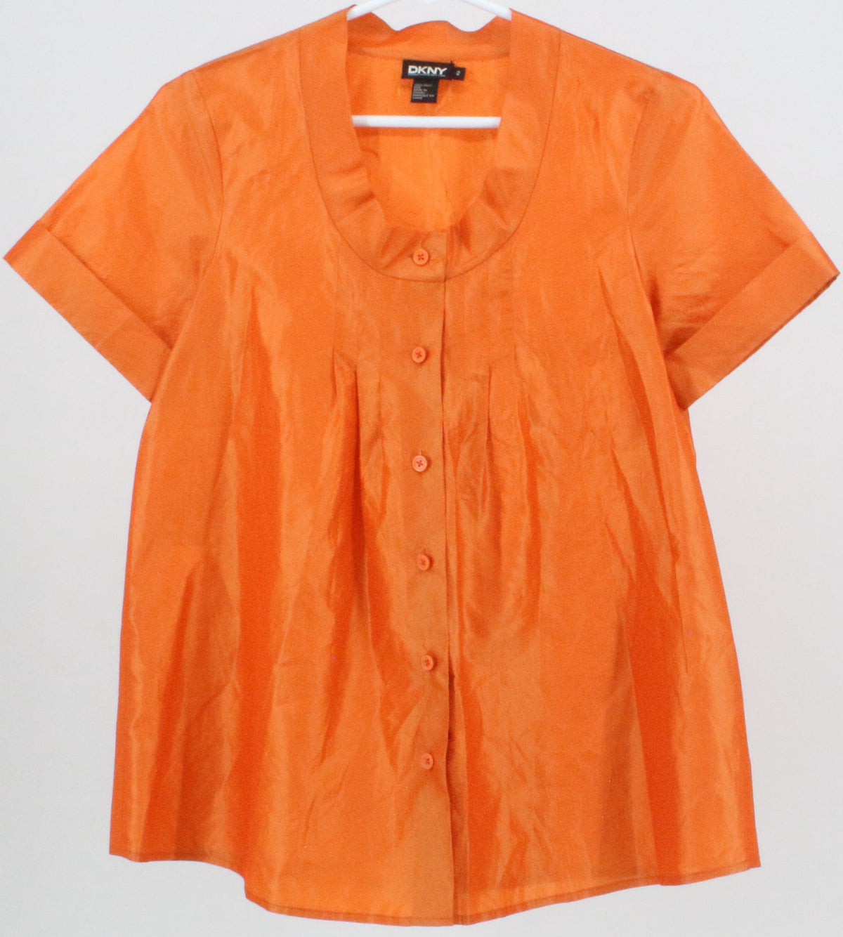 DKNY Orange Buttons Silk Top