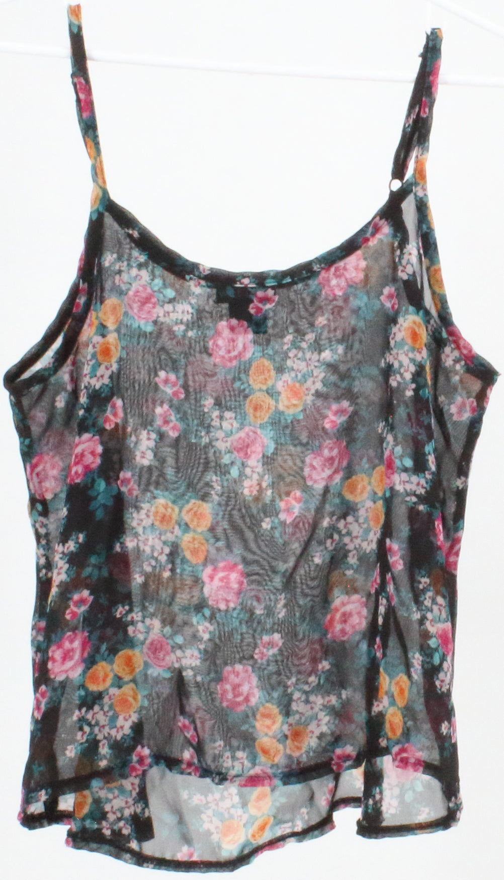 Wet Seal Black Flower Print Tank Tops