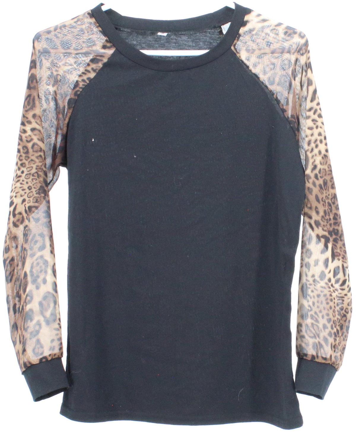 Black Leopard Sleeves Top