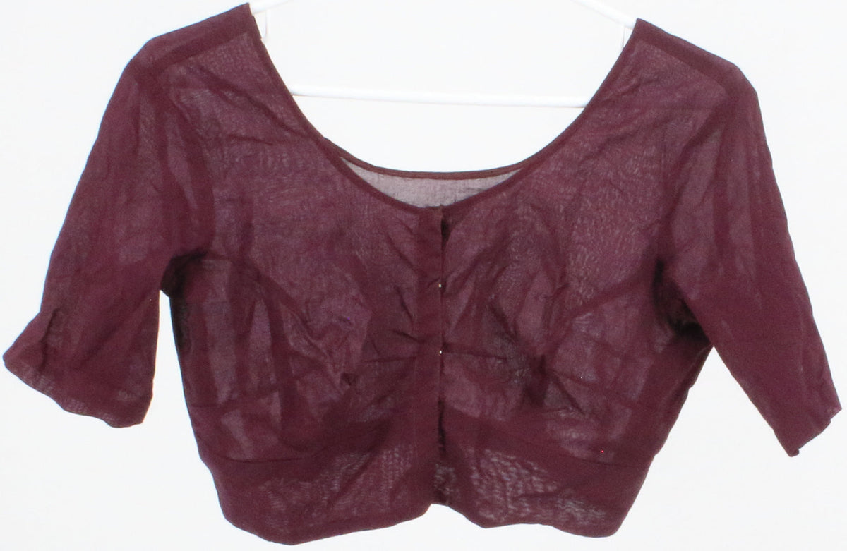 Handmade Burgundy Sari Cropped Top