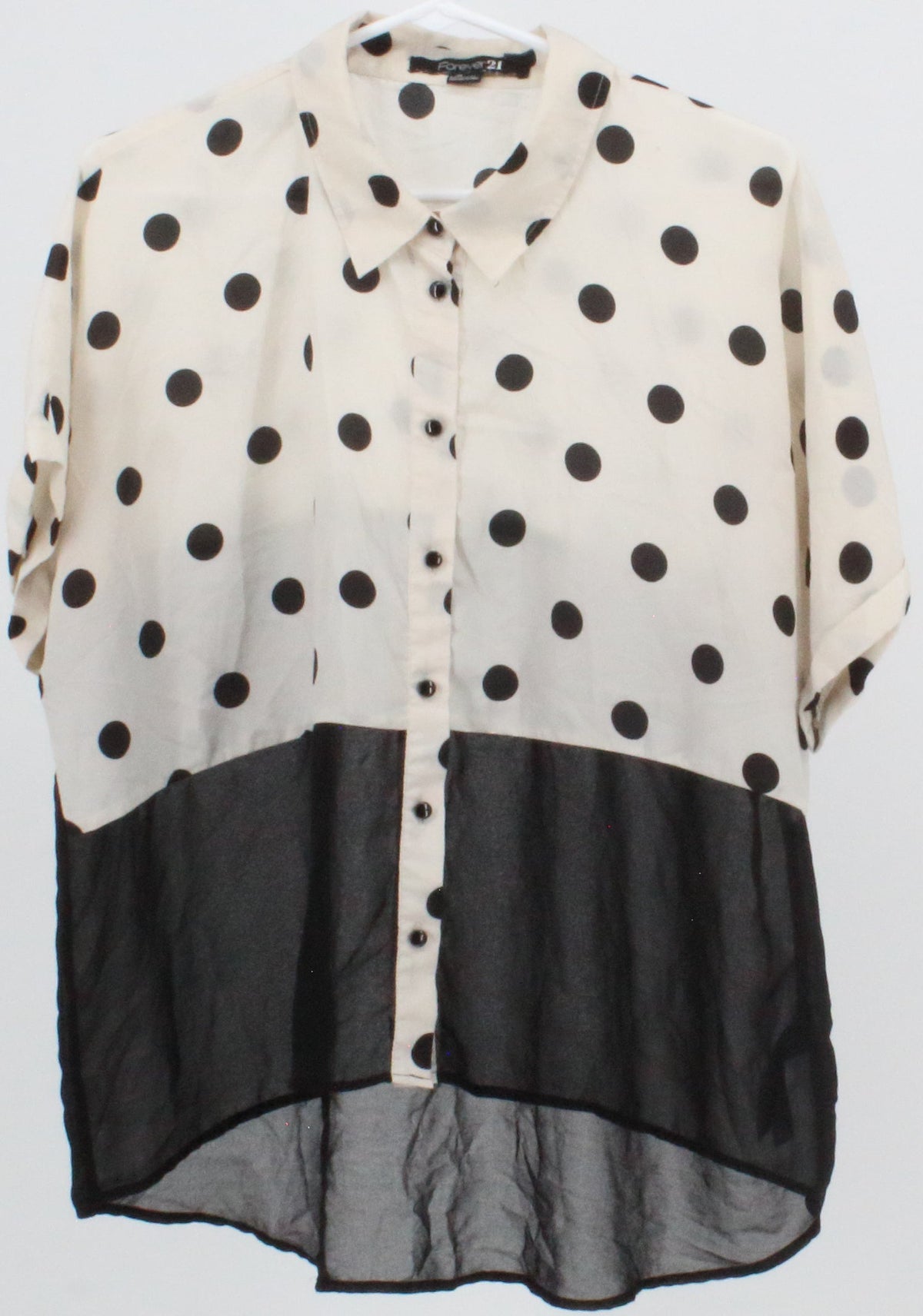 Forever 21 Off White and Black Dots Blouse