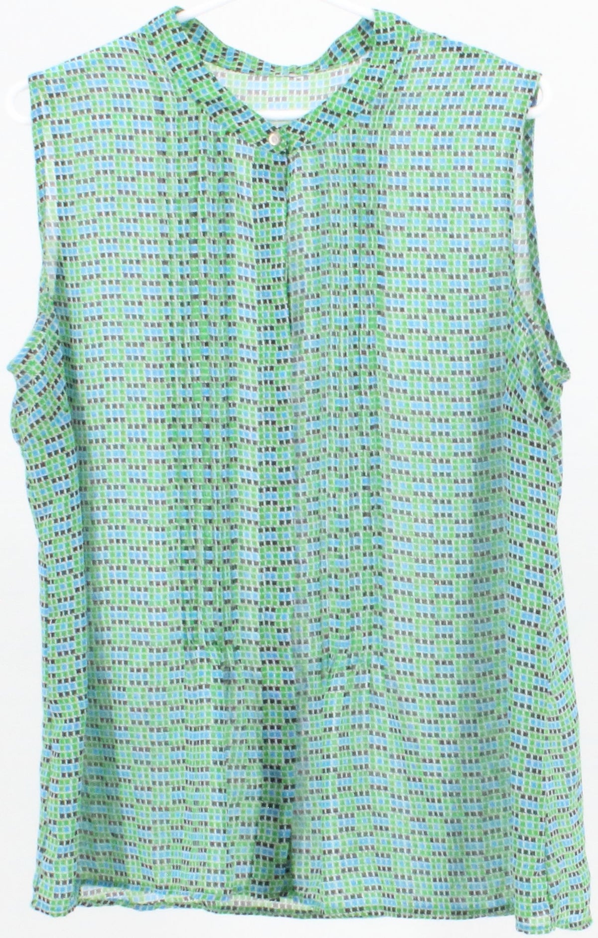 Green and Blue Print Sleeveless Top