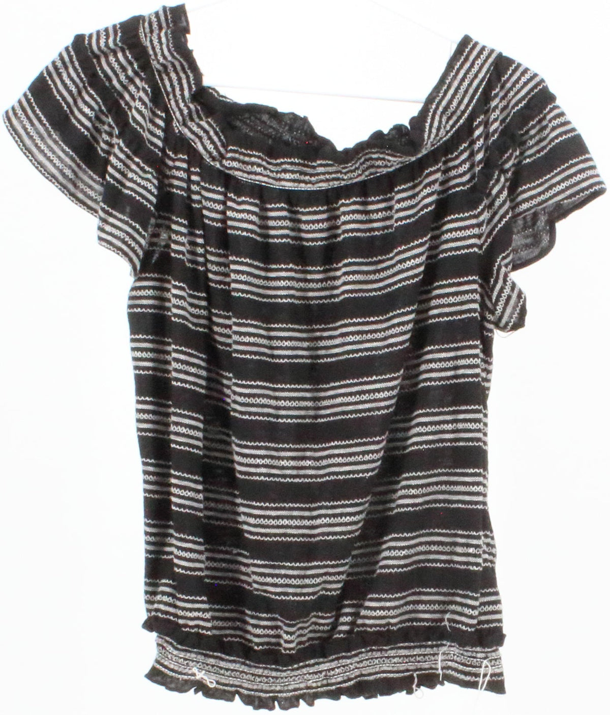 Max Studio Black and White Off Shoulder Top