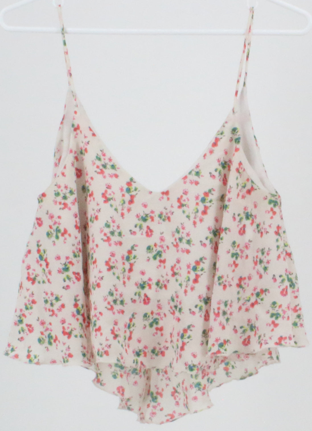 Truth Off White Flower Print Cropped Tank Top