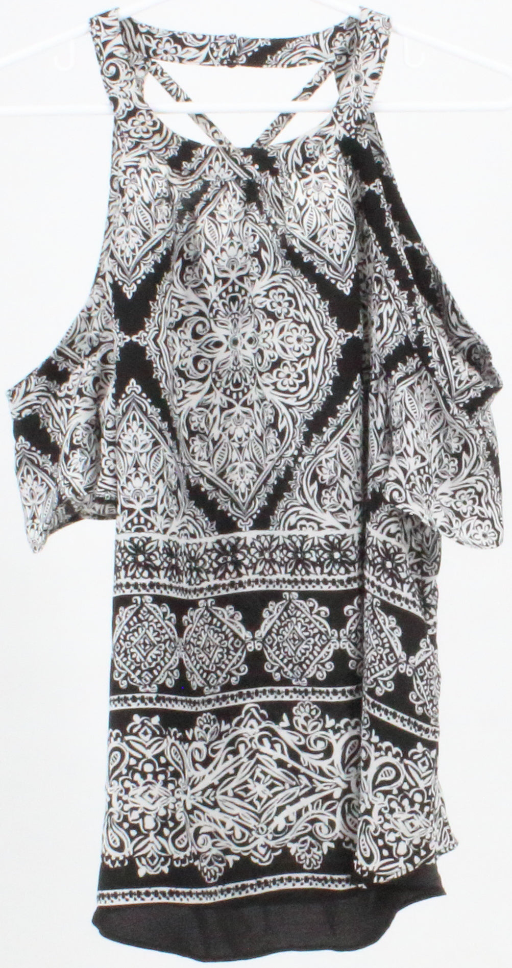 IZ Byer Black and White Back Straps Top