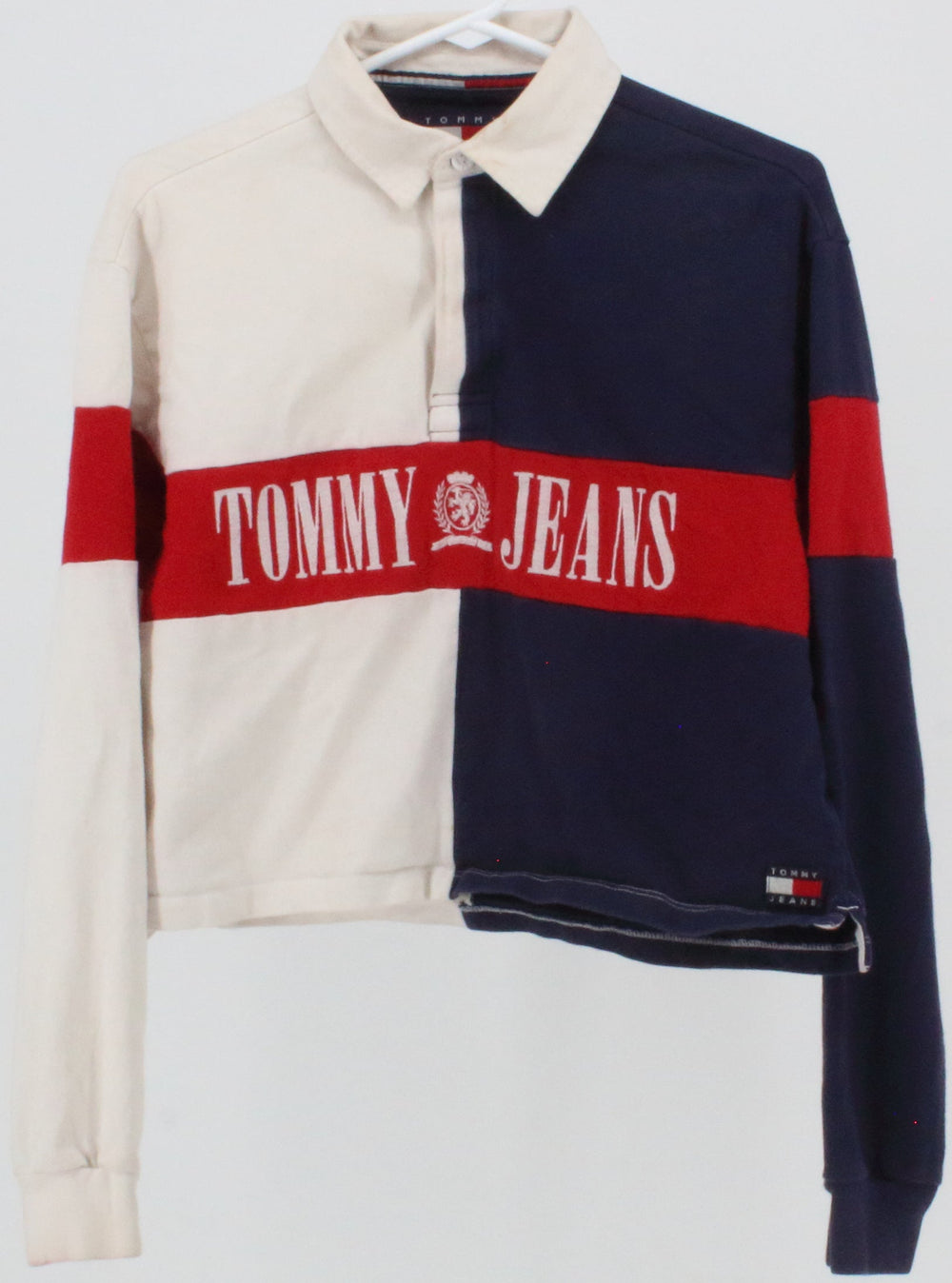 Tommy Jeans Navy Blue Red and Off White Polo Cropped