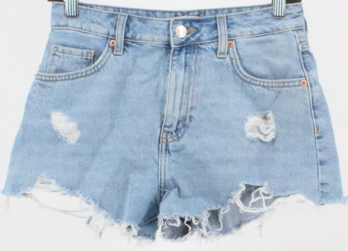 Forever 21 Distressed Blue Wash Denim Mini Shorts