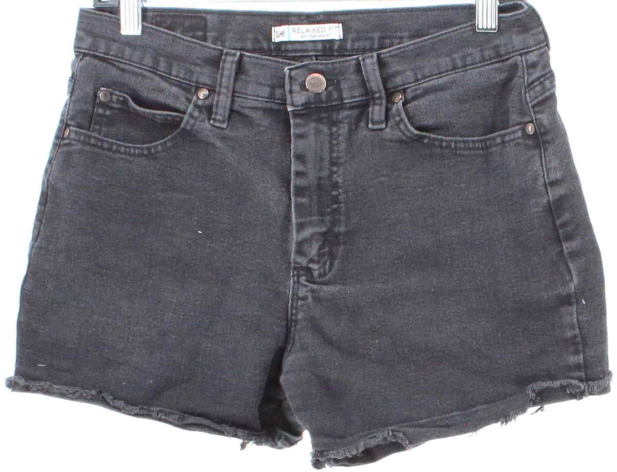 Lee Relaxed Fit At The Waist Black Wash Denim Shorts