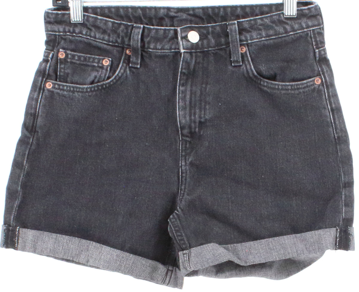 Weekday Black Wash Denim Shorts