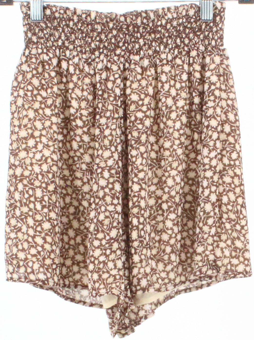 H&M Brown and Off White Flower Print Shorts
