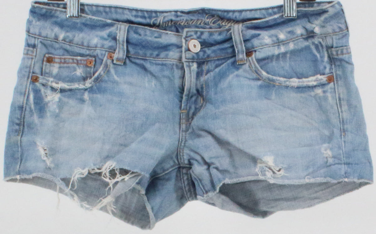 American Eagle Distressed Blue Wash Denim Shorts