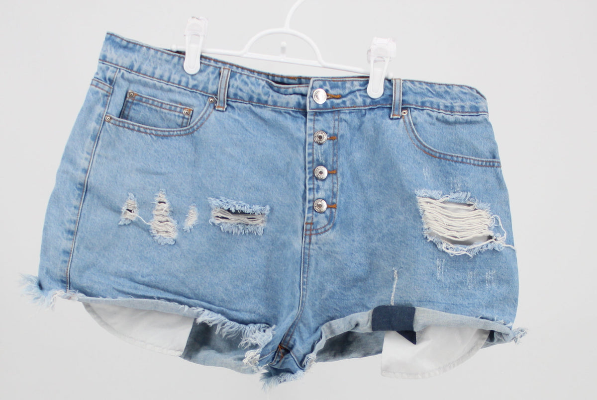 Forever 21 Plus Sized Distressed Cutoff Denim Shorts