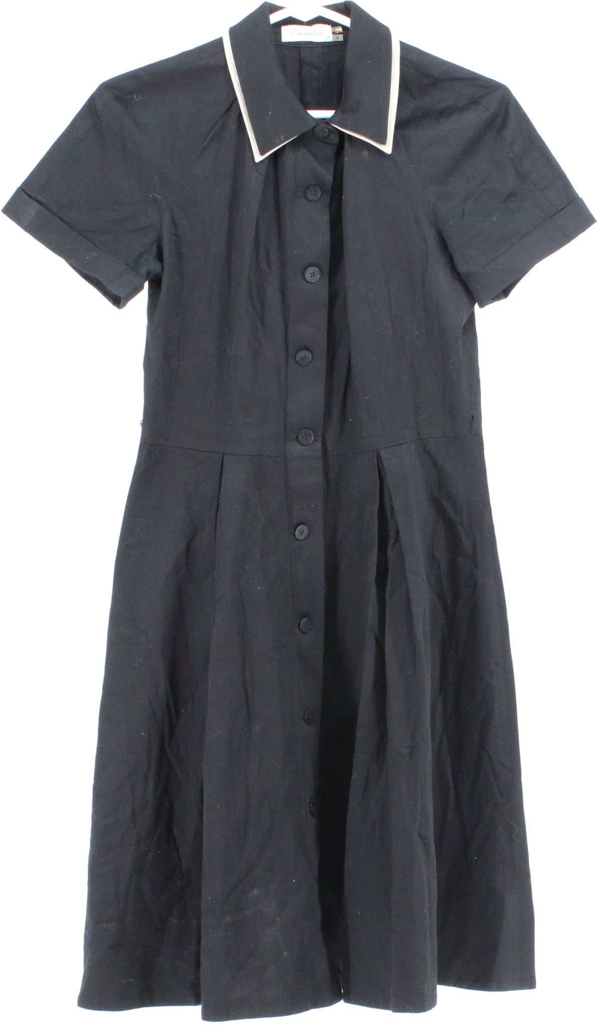 Calvin Klein Black Button-Up Short Sleeve Dress