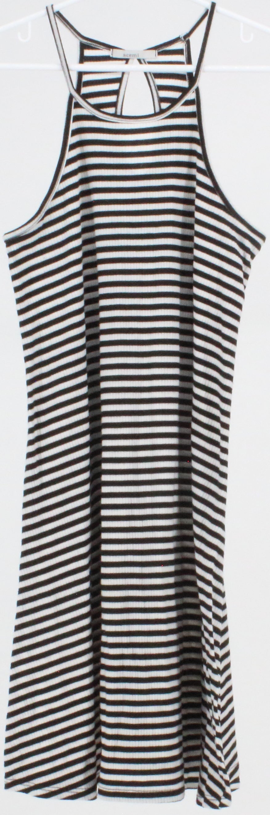 Acemi Black and White Striped Rib Dress